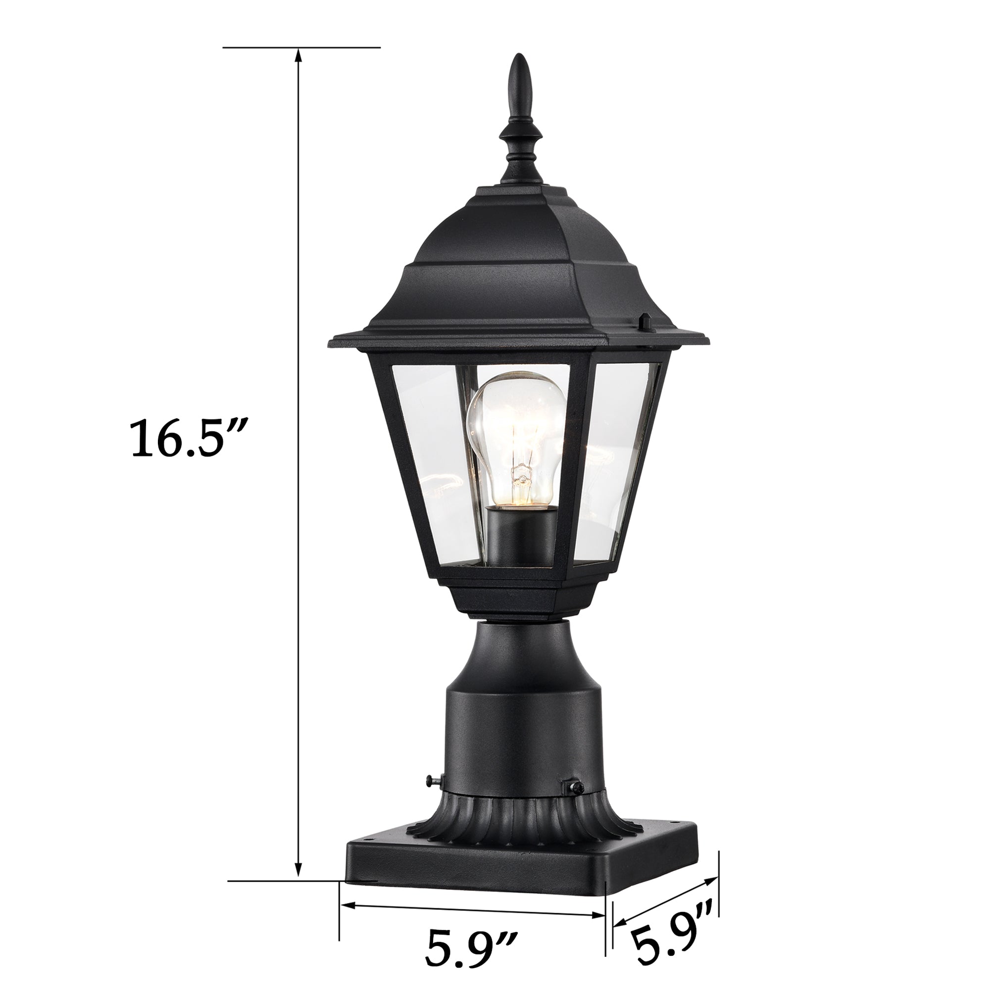 Ashop Outdoor Post Light 2 Pack Pole Lantern Black Exterior Porch Fixtures for Patio Entryway with Pier Mount