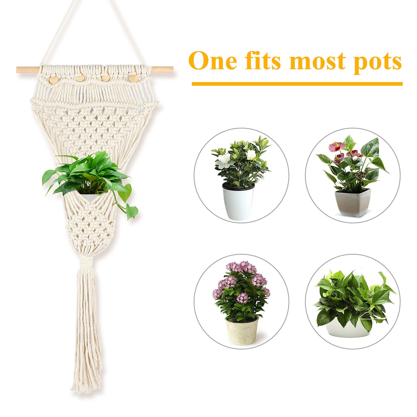 Macrame Woven Wall Tapestry, EEEkit 31.5in Macrame Plant Hanger Indoor Outdoor Hanging Planter Shelf, Boho Bohemian Home Decor Hanging Baskets for Plant Ornament Craft Gifts