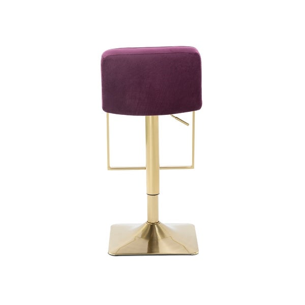 31.89 in. Adjustable Height Metal Frame Bar Stool with Velvet Seat