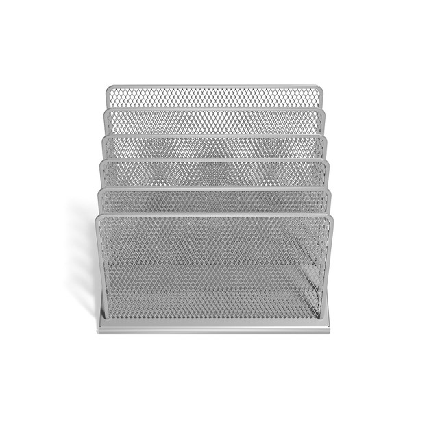 Tru Red 5 Compartment Wire Mesh File Organizer Silver Tr57555 cc