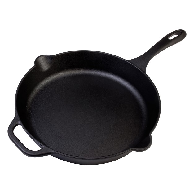 Cast Iron Skillet With Double Loop Handles Black