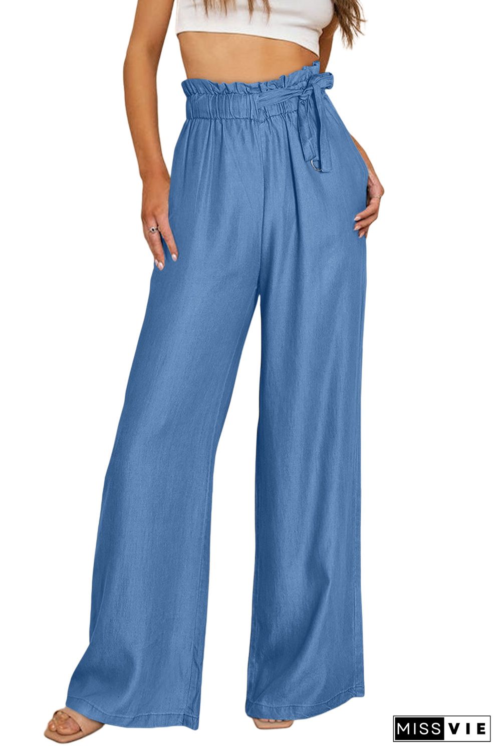 High Waist Pocketed Wide Leg Tencel Jeans