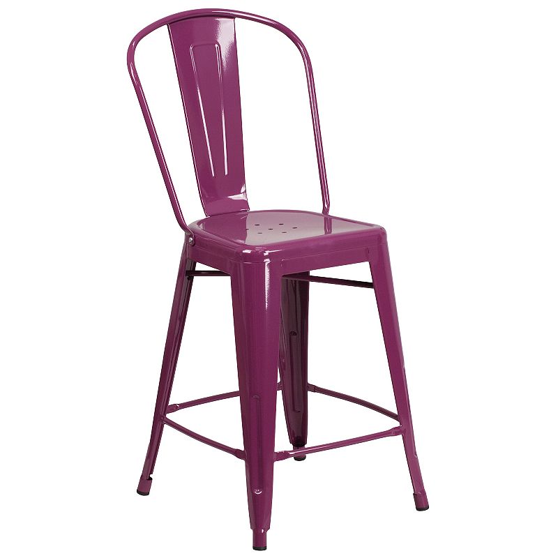 Flash Furniture Purple Indoor / Outdoor Counter Stool