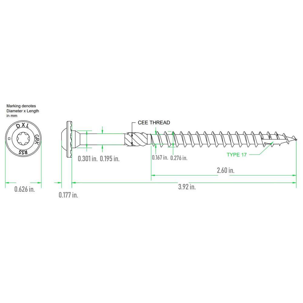 GRK Fasteners 516 in. x 4 in. Star Drive Round Head Rugged Structural Wood Screw (45-Piece per-Pack) 112225