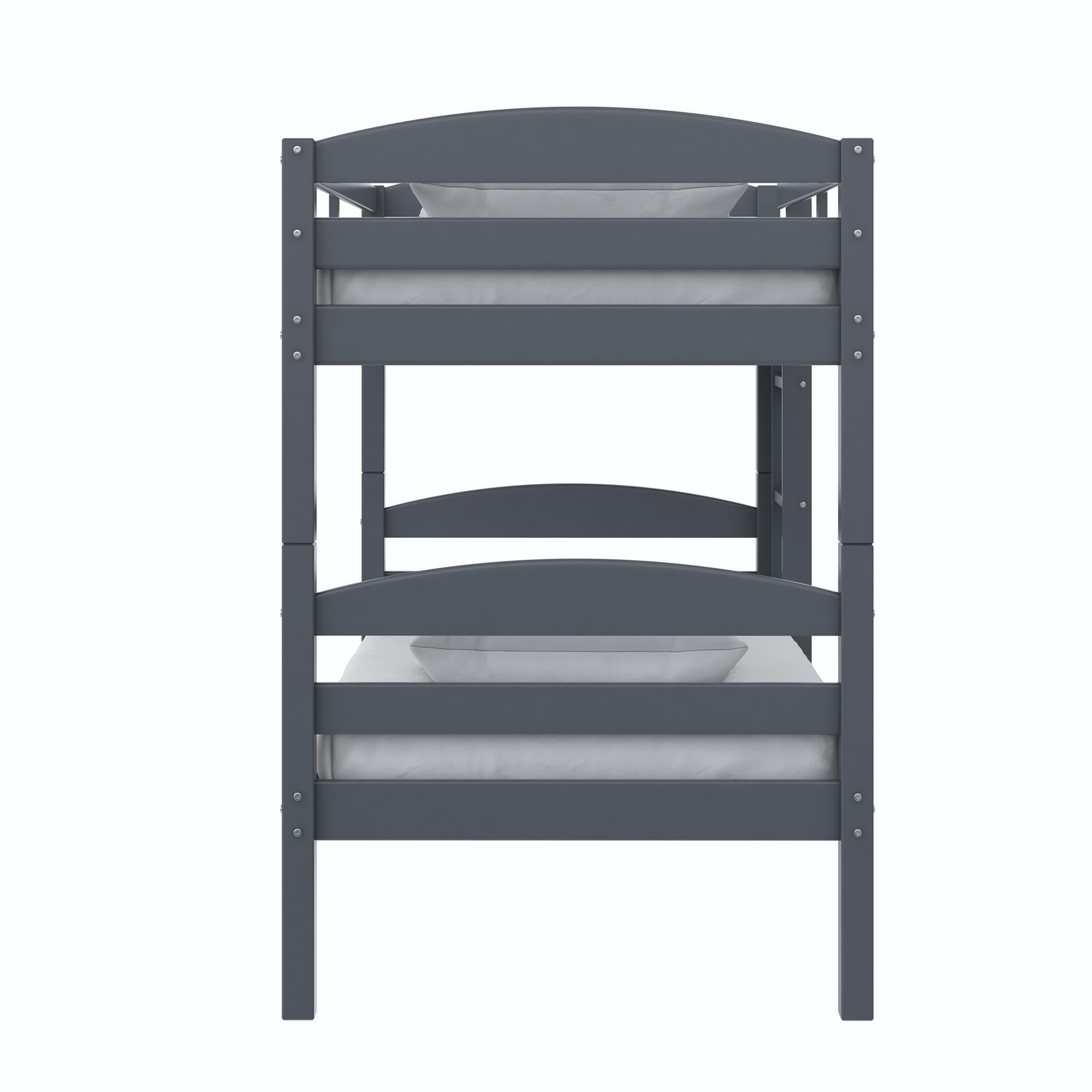 Better Homes & Gardens Leighton Solid Wood Twin-over-Twin Convertible Bunk Bed, Gray