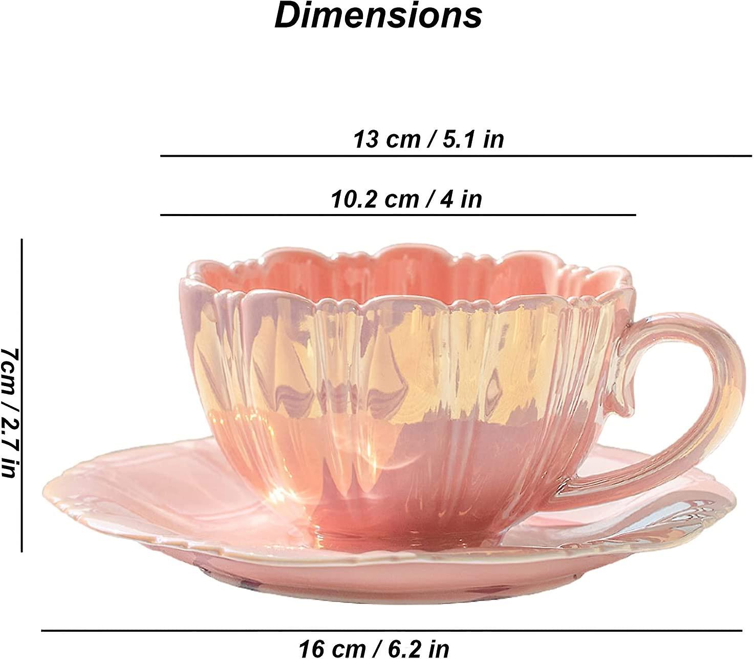 Porcelain Coffee Mugs Flower Shaped Tea Cup And Saucer Set For Housewarming Gift Home Decor (pink)