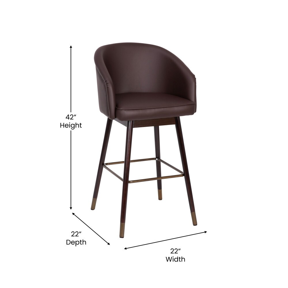 Upholstered Bar Stool with Wooden Legs