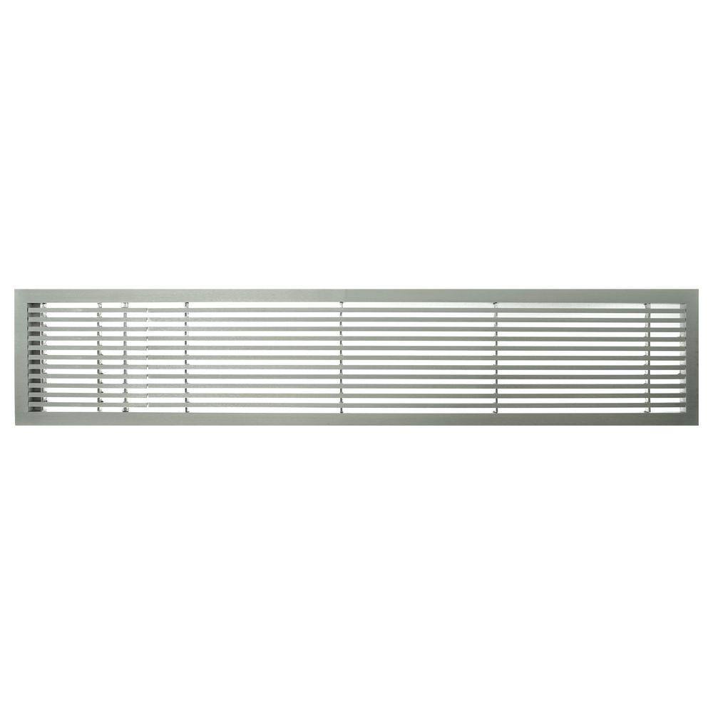 Architectural Grille AG20 Series 6 in. x 36 in. Solid Aluminum Fixed Bar SupplyReturn Air Vent Grille Brushed Satin with Left Door 200063631