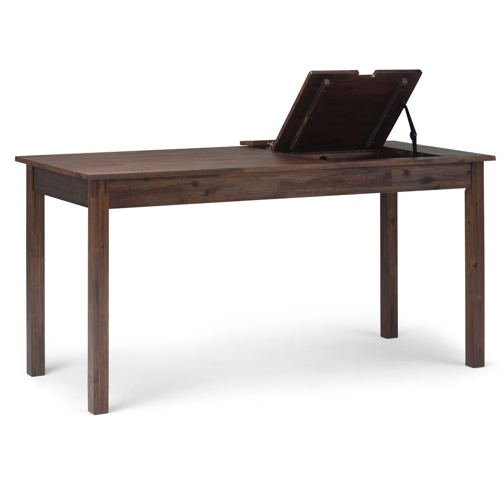 WYNDENHALL Garret SOLID ACACIA WOOD Rustic 60 inch Wide Desk in Distressed Charcoal Brown