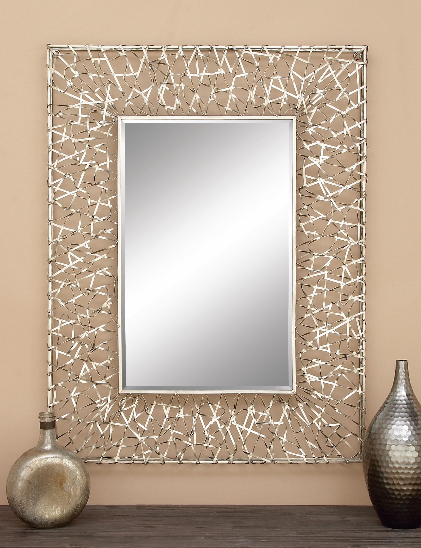 Silver Industrial Metal Wall Mirror 43 x 33