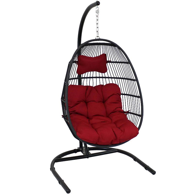 Sunnydaze Collapsible Wicker Rattan Egg Chair With Stand