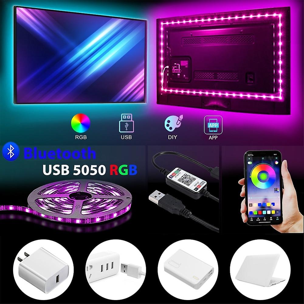 1-5m Bluetooth Control Usb Power Led Strip Dc 5v Rgb 5050 Flexible For Home Tv Light Desk Decor Screen Led Background Light