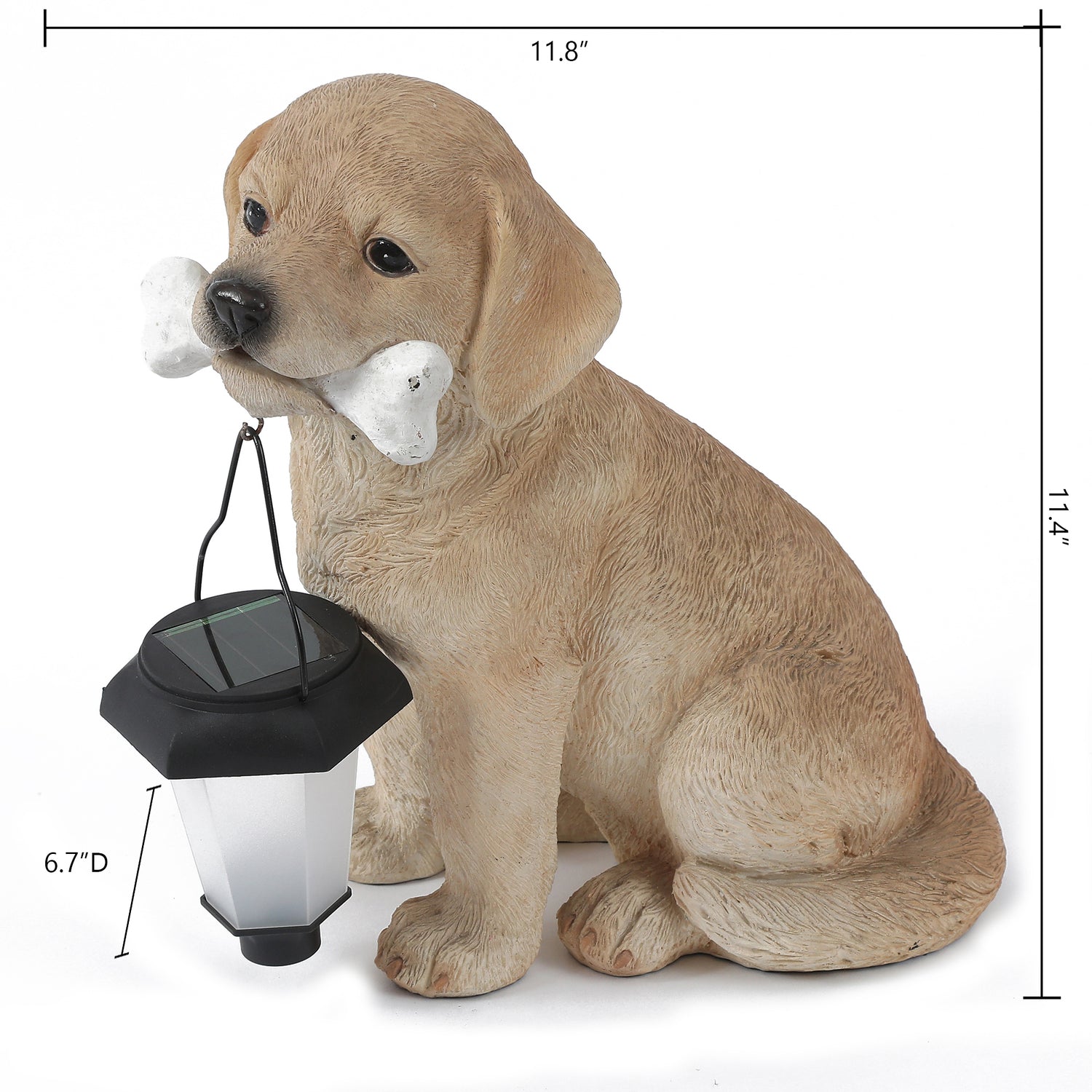 Luxen Home Polyresin Puppy with Solar Light Garden Statue