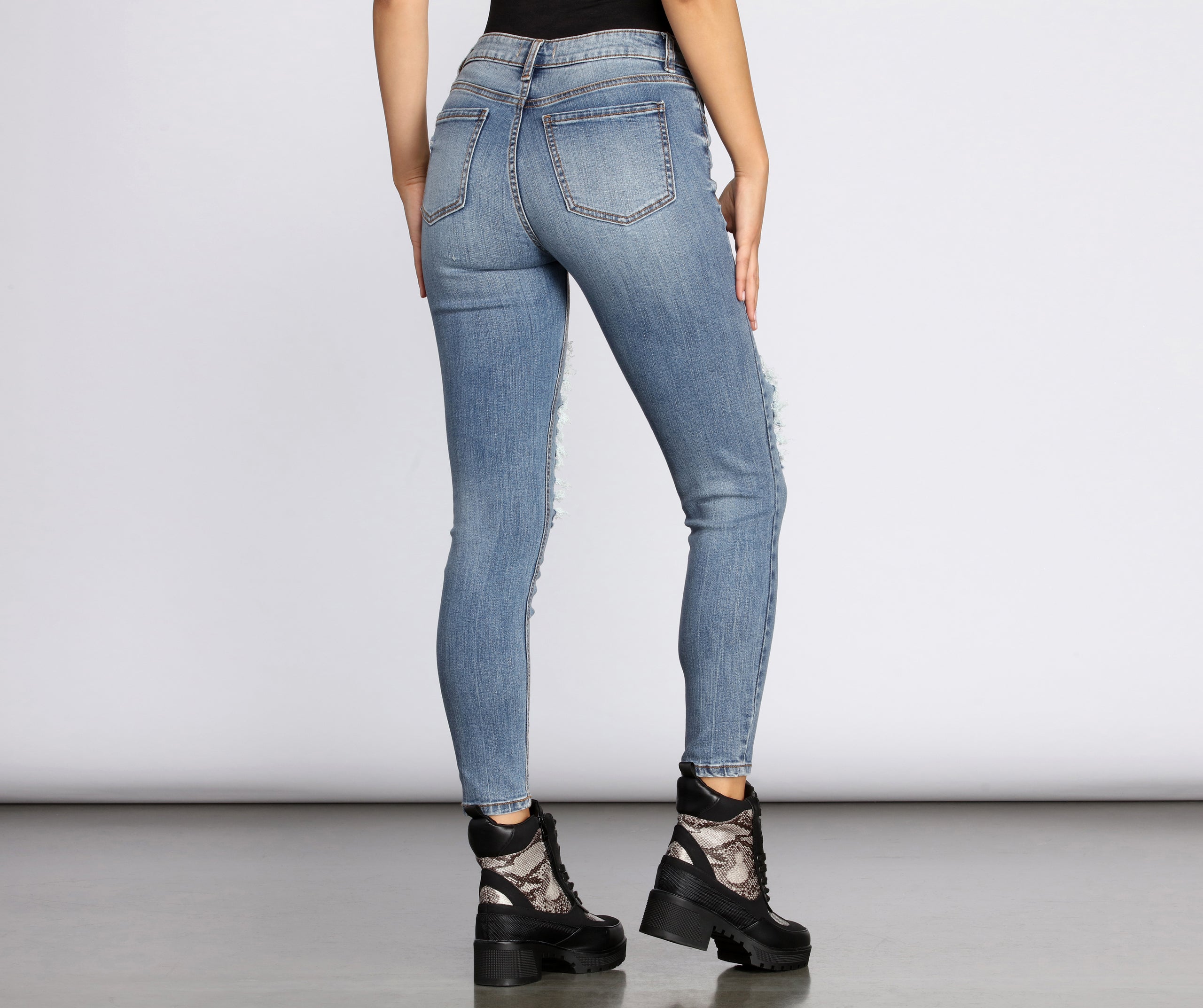 Clara High Rise Destructed Skinny Crop Jeans