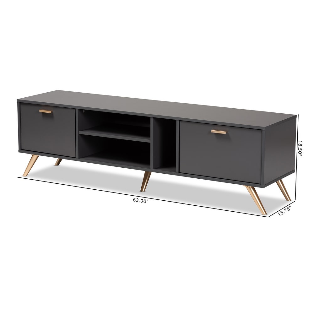 Kelson Modern Dark Grey and Gold Finished Wood TV Stand