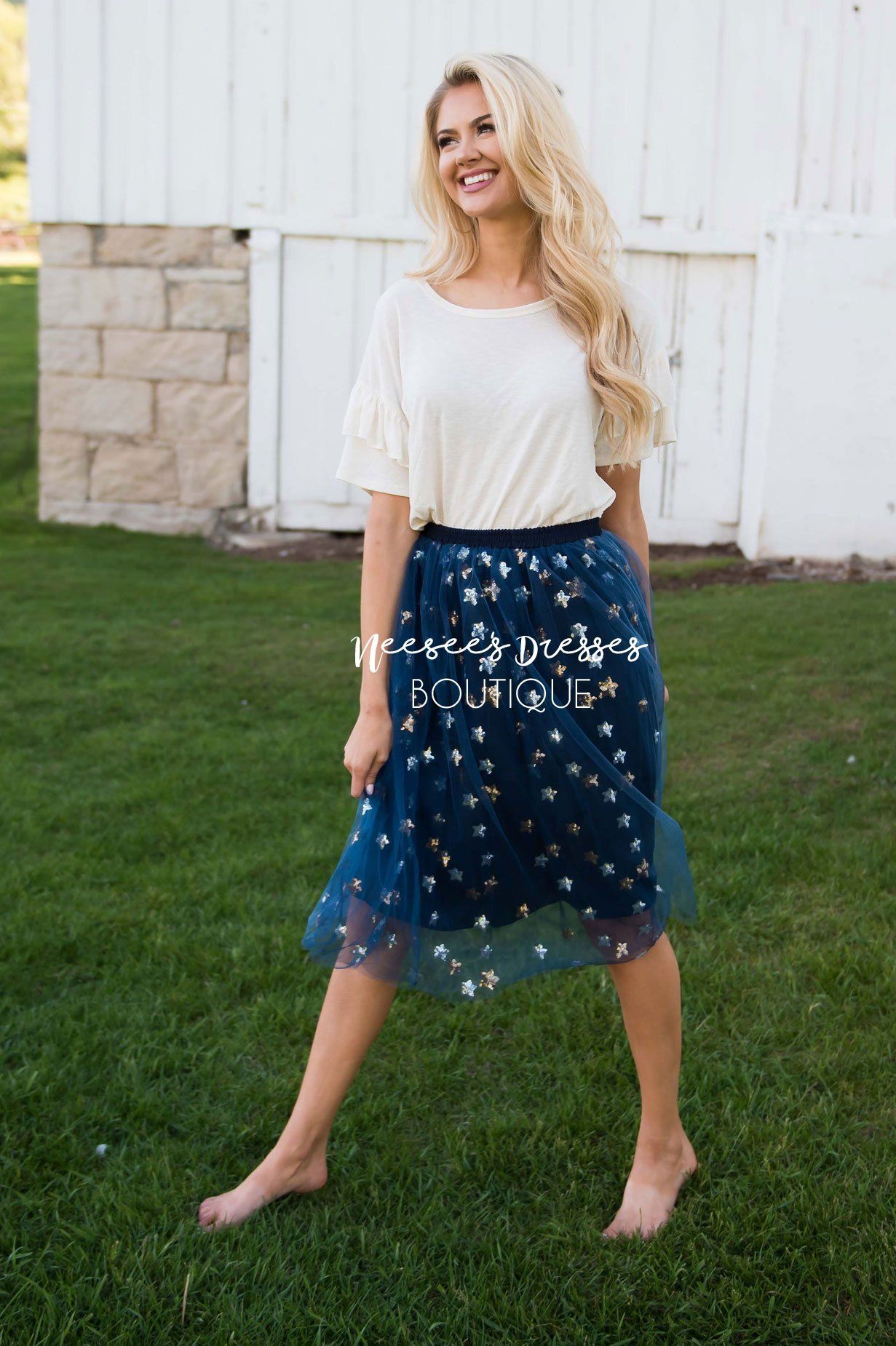 Shine Bright Sequin Star Tulle Skirt