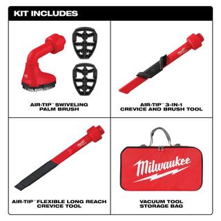 MW M18 FUEL PACKOUT Cordless 2.5 Gal. WetDry Vacuum with AIR-TIP 1-14 in. - 2-12 in. (4-Piece) Automotive Kit 0970-20-49-90-2019A