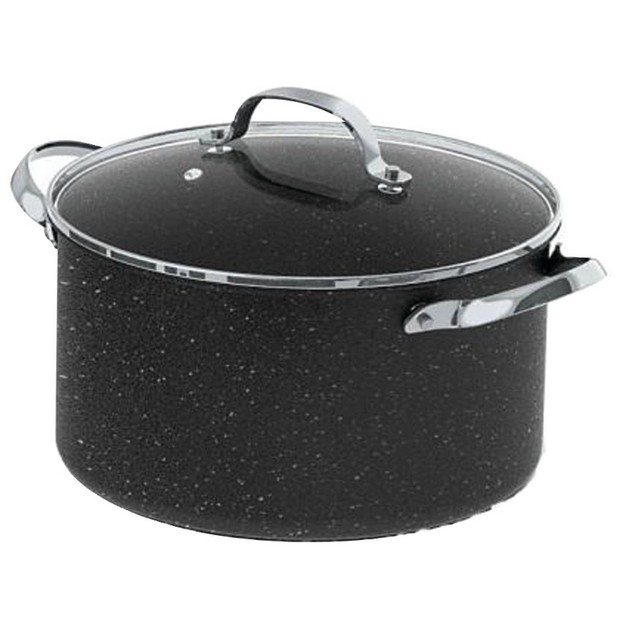 The Rock By Starfrit 6qt Aluminum Stockpot casserole With Glass Lid amp Stainless Steel Handles Black