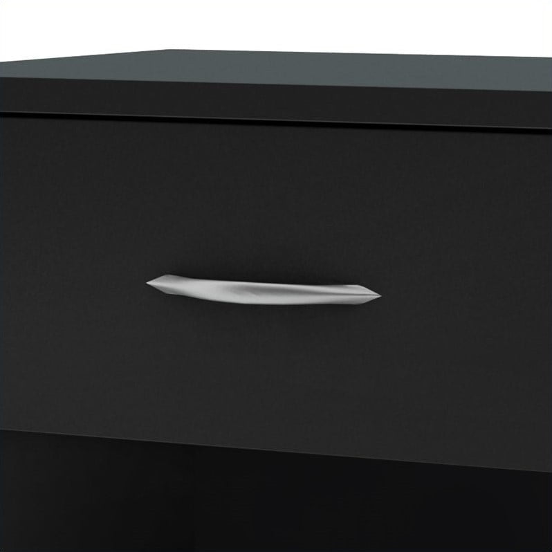 Home Square 2-Piece Set with 1-Drawer Nightstand & 5-Drawer Chest in Pure Black