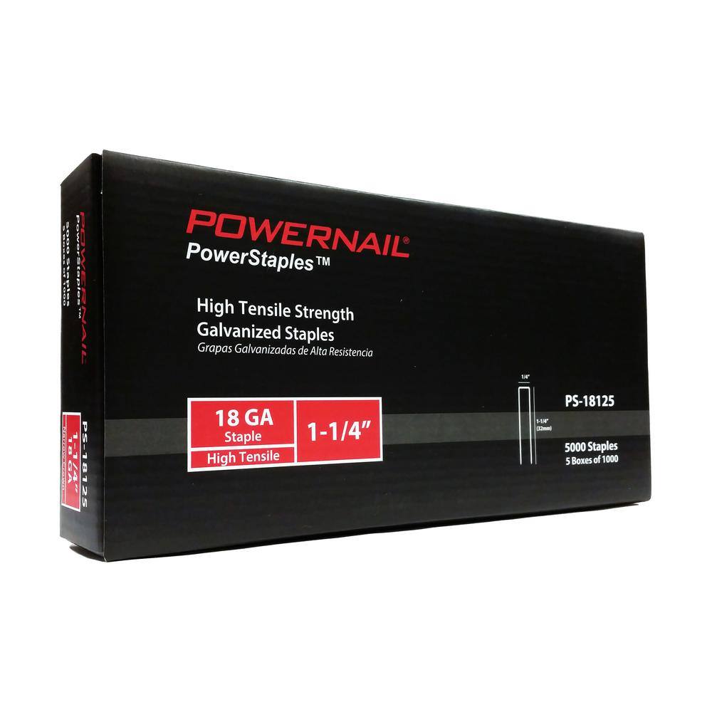 POWERNAIL 1-14 in. x 14 in. Crown x 18-Gauge Glue Collated Staples for Flooring and General Carpentry (30000 per Case) PS18125