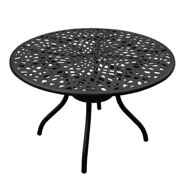 Modern Outdoor Mesh 48in Aluminum Round Patio Dining Table