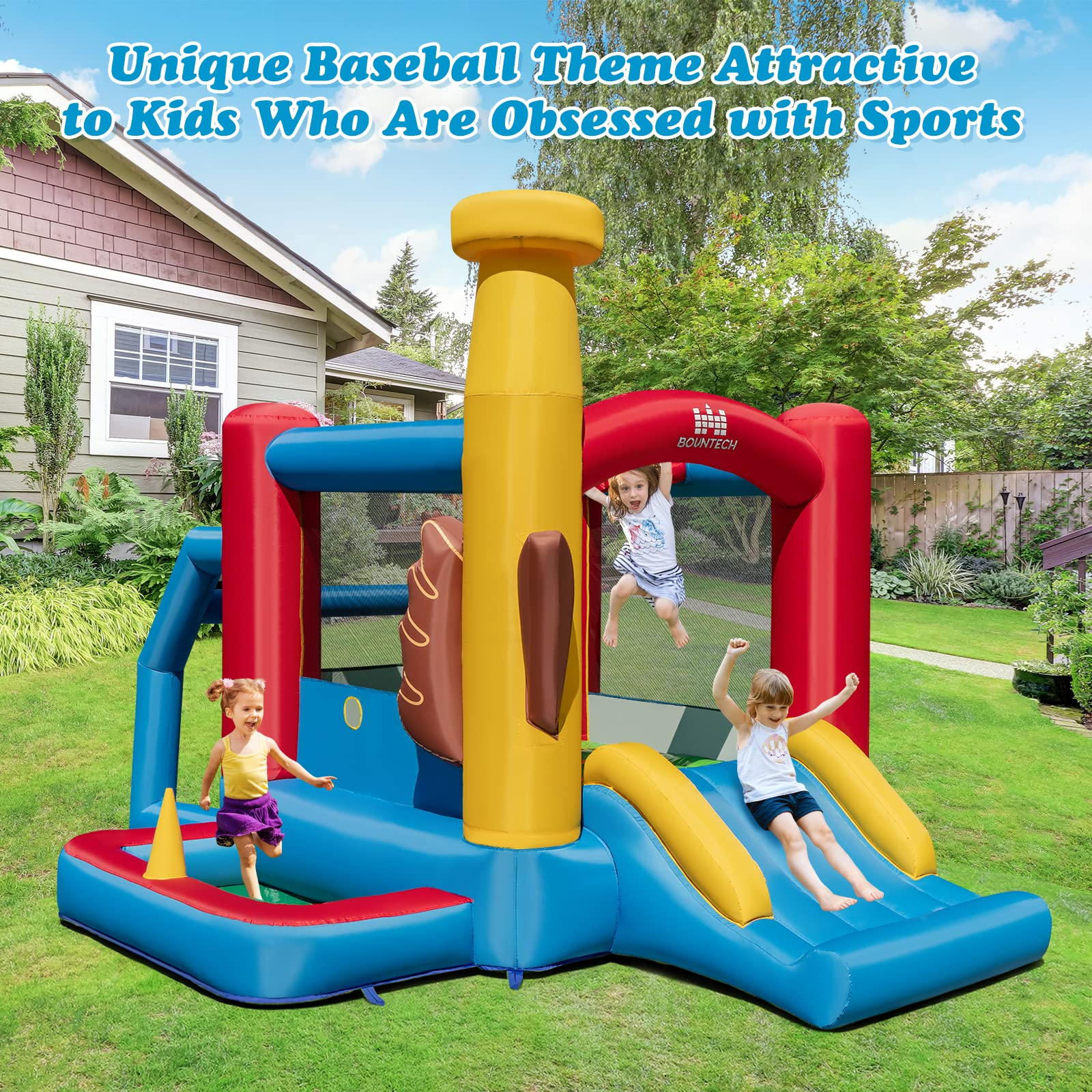 BOUNTECH Inflatable Bounce House, Bouncy House for Kids Indoor Outdoor Party with Jumping Area