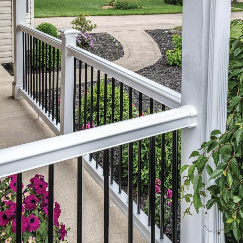 Barrette Outdoor Living Bella Premier Series 10 ft. x 36 in. White Vinyl Rail Kit with Black Aluminum Balusters 73013178