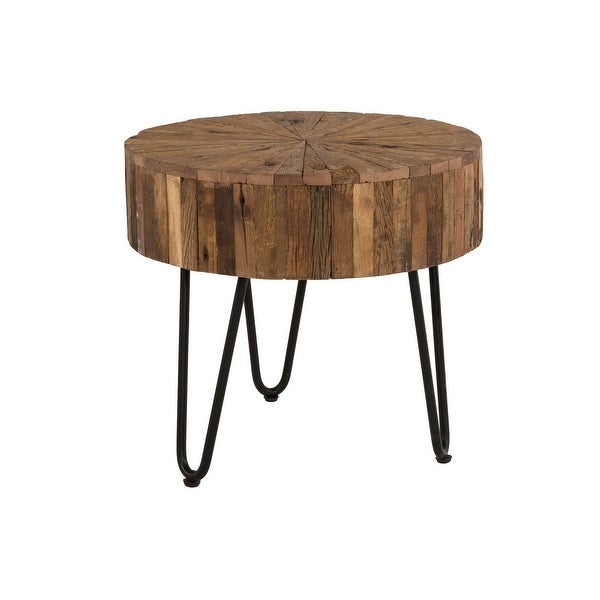 Primo International Sawyer Reclaimed Wood and Iron End Table