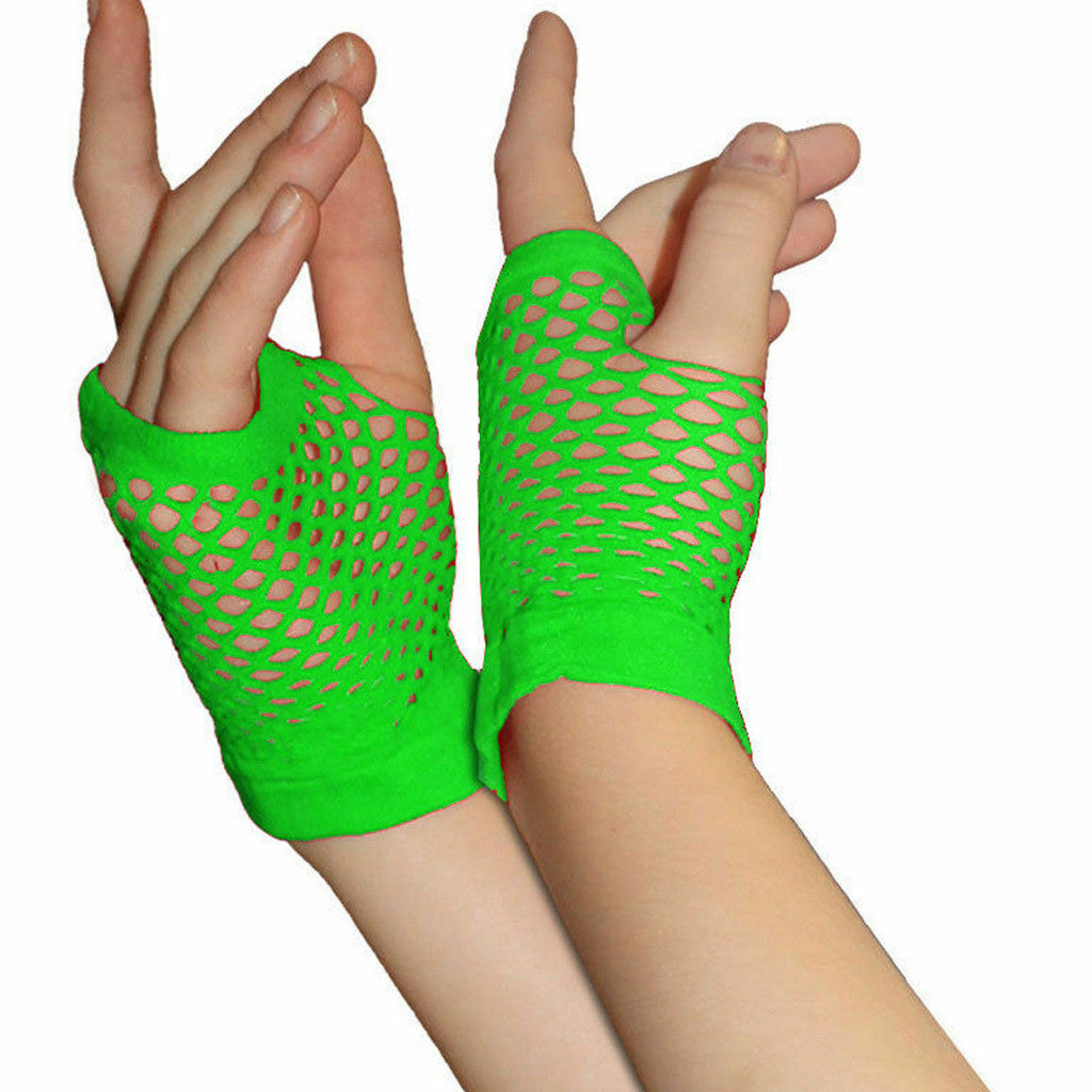 Ladies Girls Short Mesh 80s Style Fishnet Gloves Hen Night Party Wear Gloves