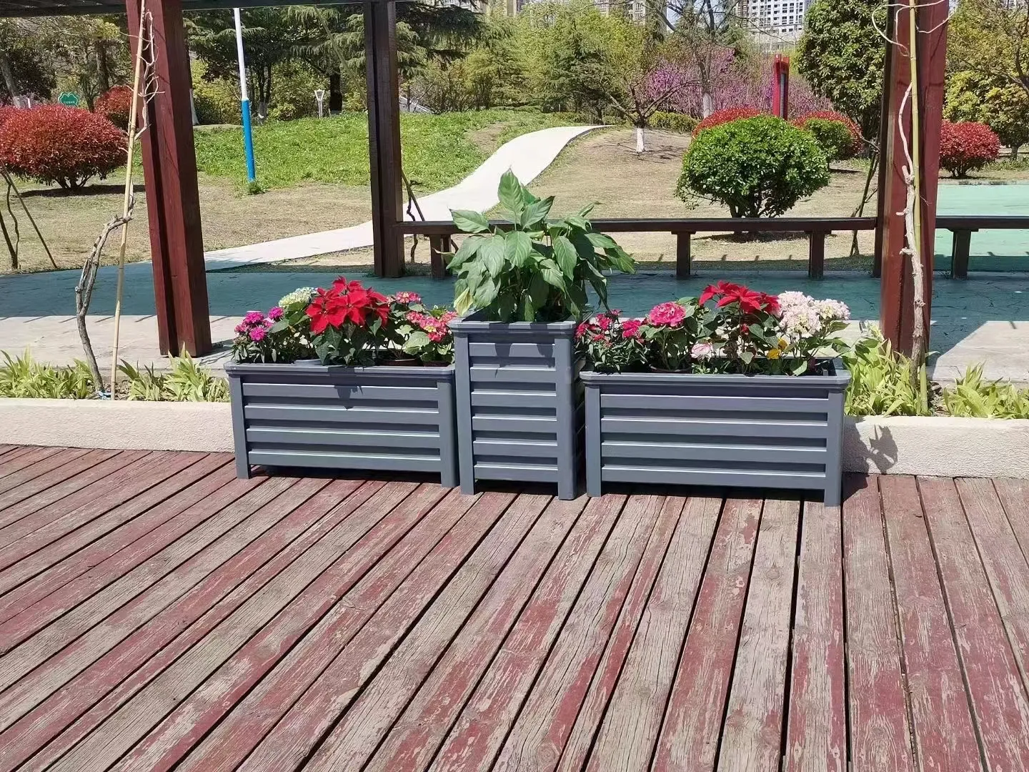 manufacturer Factory Direct Outdoor Garden Flower Boxes Aluminum Flowerbed High Garden Pots Flowerbed