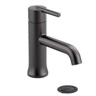 Delta Trinsic Single Hole Single-Handle Bathroom Faucet with Metal Drain Assembly in Matte Black 559LF-BLMPU