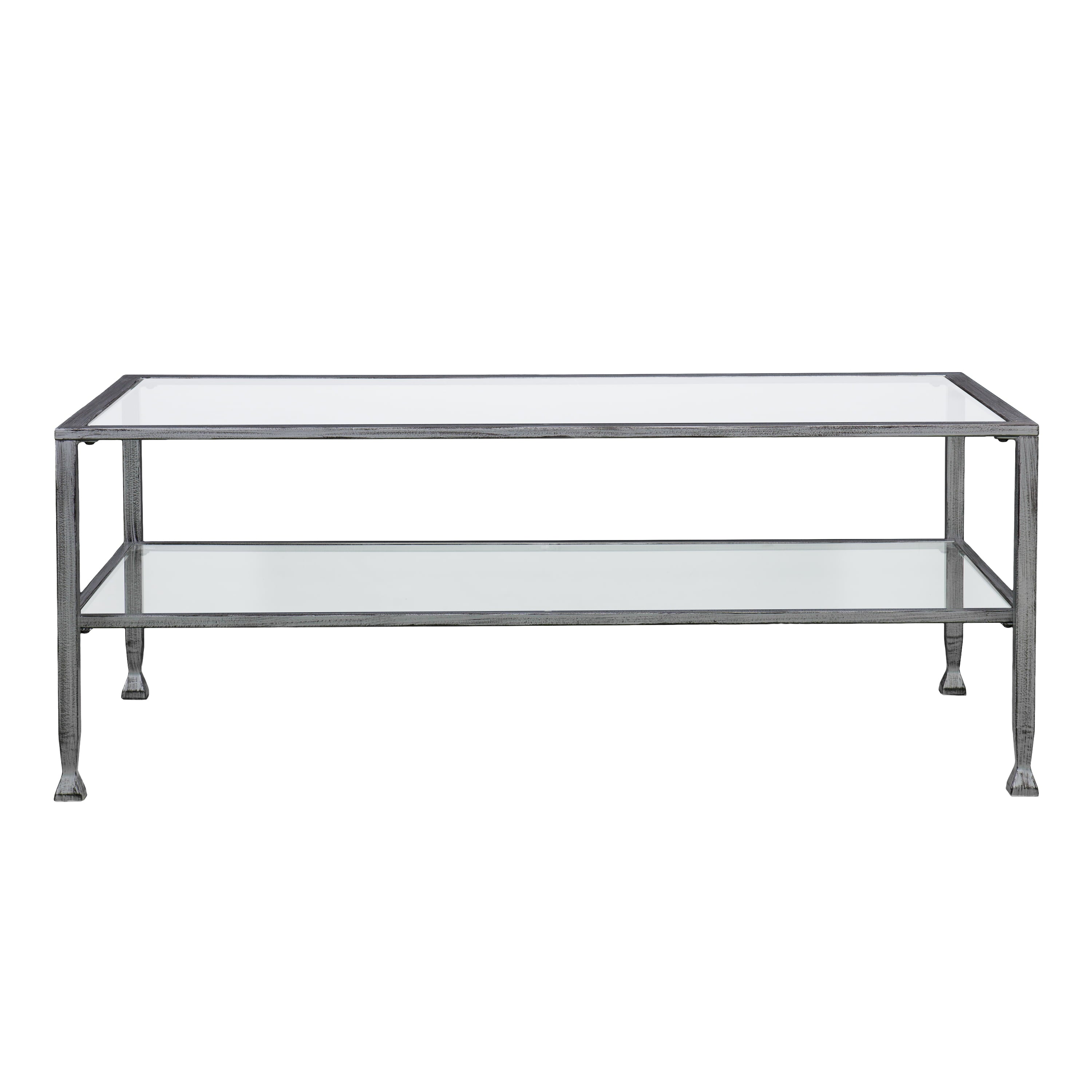 jaymes metalglass rectangular open shelf cocktail table