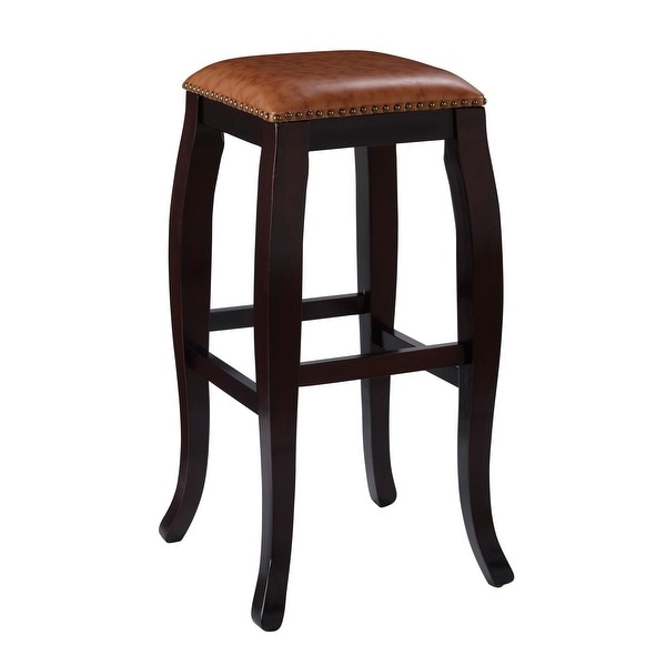 Pinnacle Caramel Faux Leather Backless Square Bar Stool. - N/A