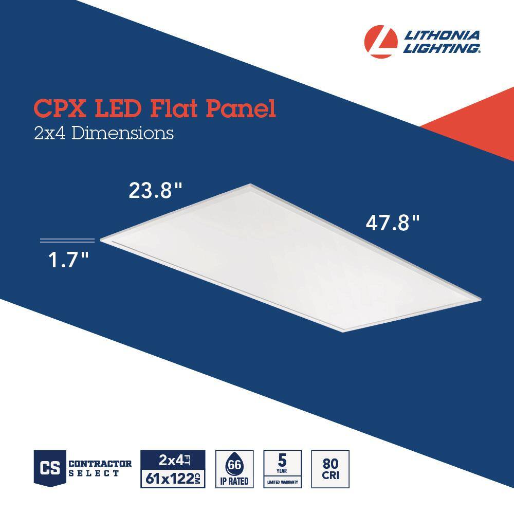 Lithonia Lighting Contractor Select CPX 2 ft. x 4 ft. White Integrated LED 4692 Lumens Flat Panel Light 4000K CPX 2X4 4000LM 40K M2