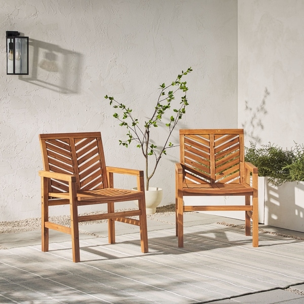 Middlebrook Acacia Wood Chevron Patio Chair (Set of 2)