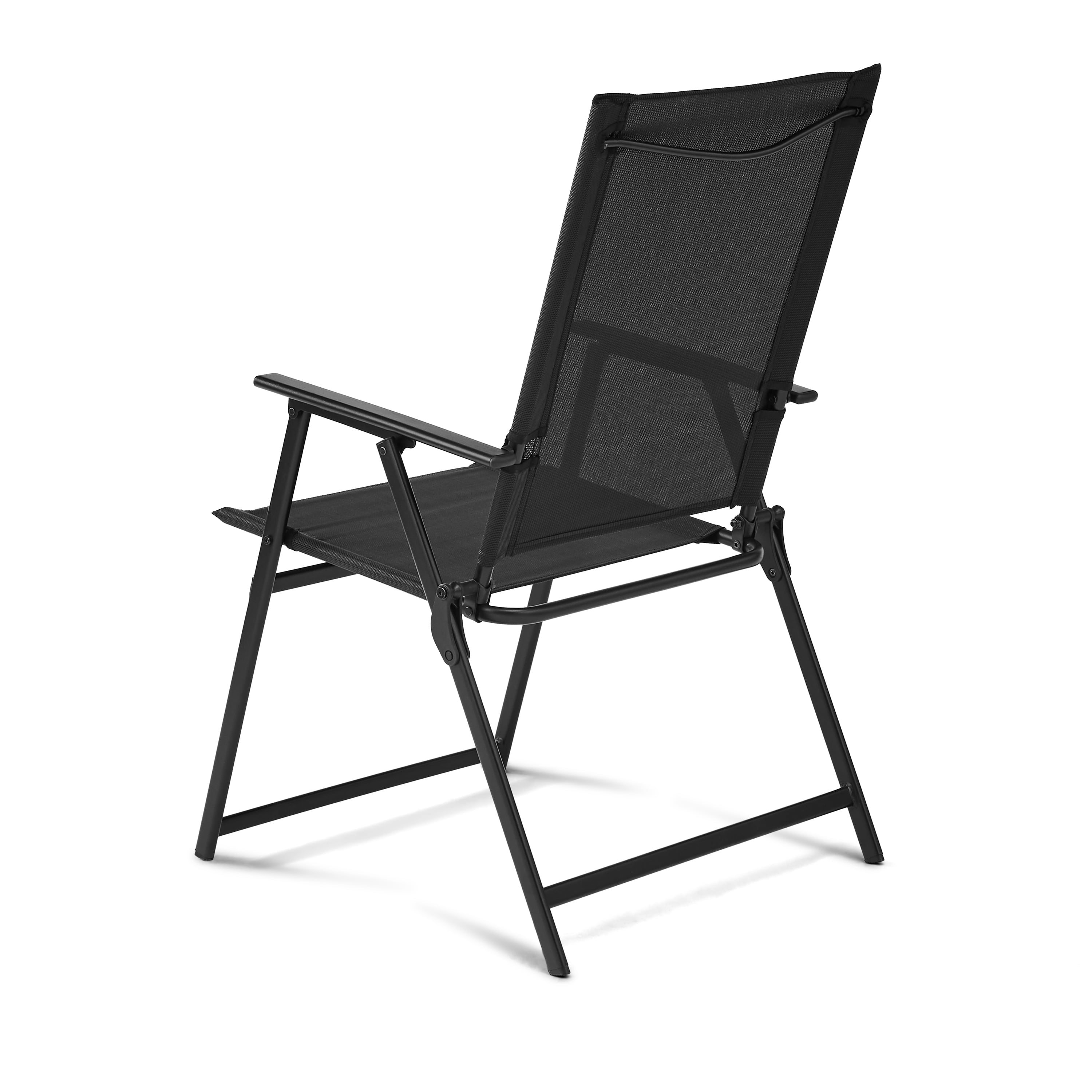 Mainstays Greyson Square Set of 2 Outdoor Patio Steel Sling Folding Chair, Black