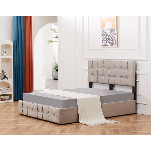 Full Size Upholstered Platform Bed Frame with Adju...