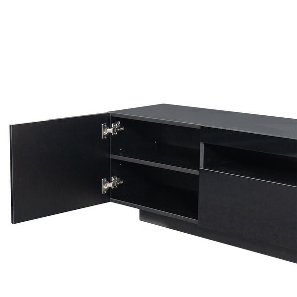 78''L Modern 2 Side Doors TV Stand RGB LED TV Cabinet with Multi-Storage