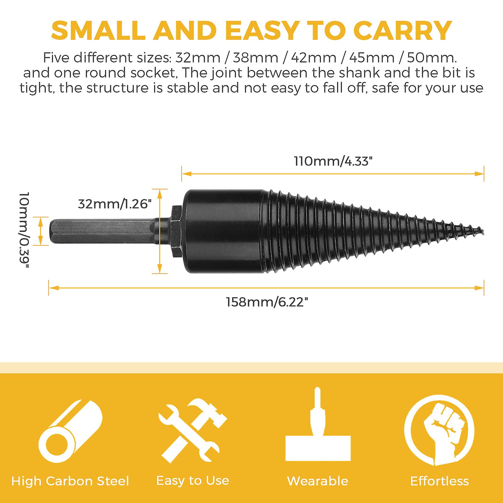 Splitting Drill Bit 32mmandlarge Hexagonal Handle Extension Rod