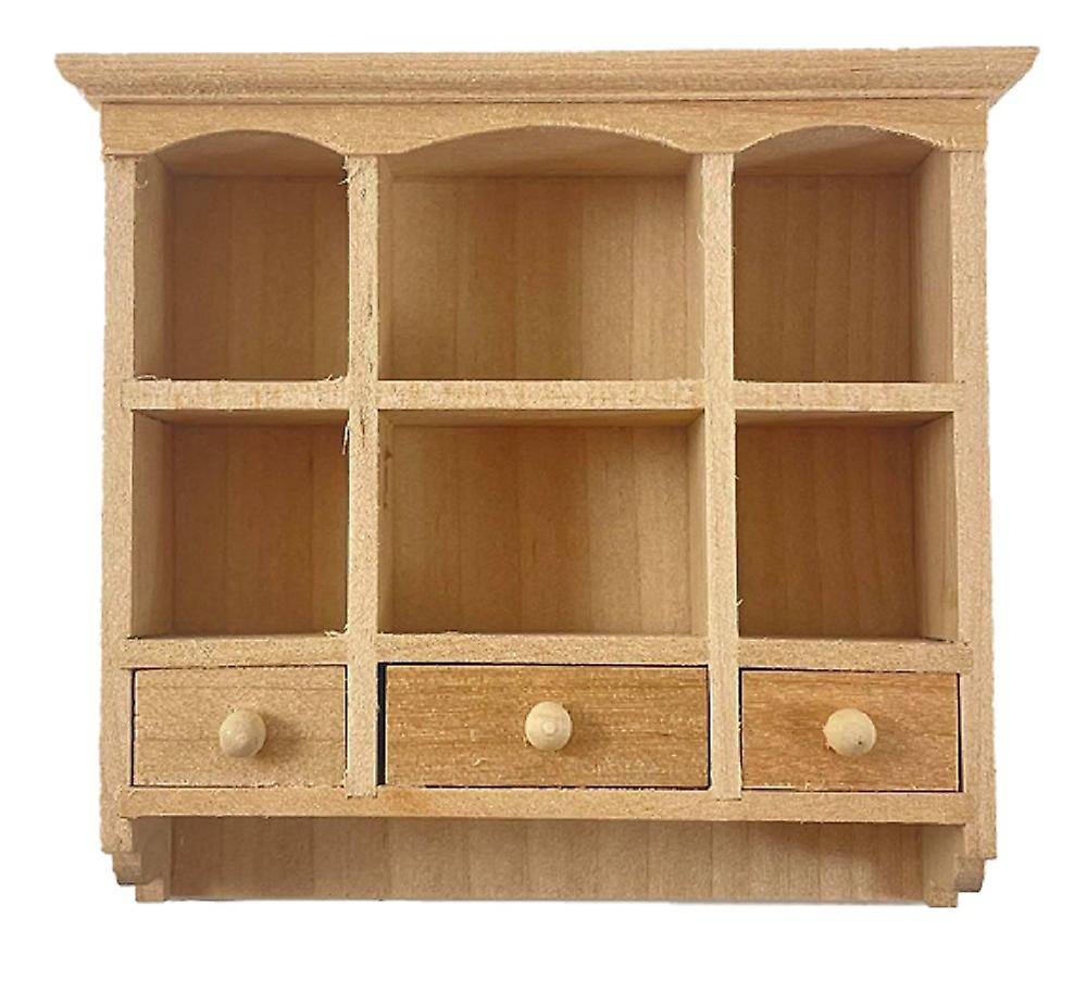 Dolls House Bare Wood Wall Cabinet Display Unit Miniature Kitchen Furniture 1:12