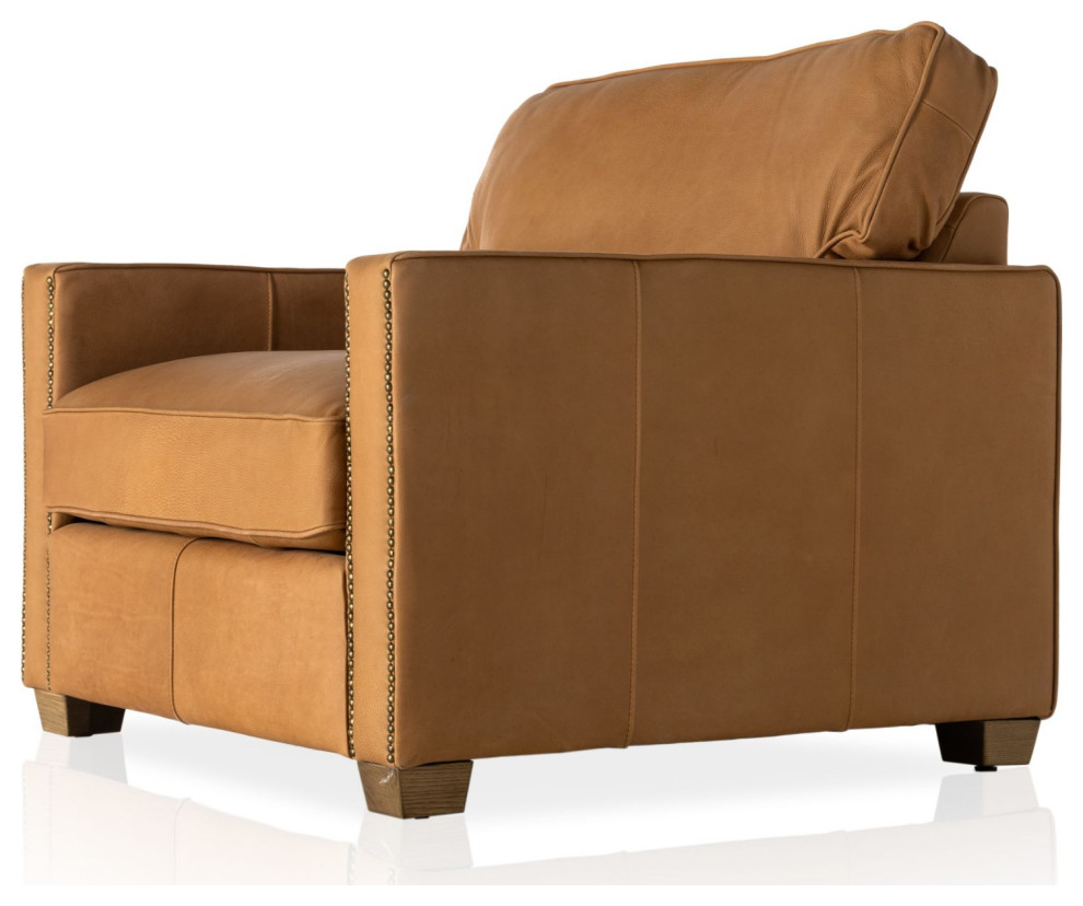 Larkin Heritage Camel Leather Club Chair   Contemporary   Armchairs And Accent Chairs   by Zin Home  Houzz