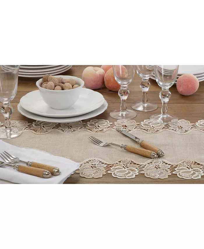 Saro Lifestyle Lace Table Runner with Rose Border Design 90 x 16