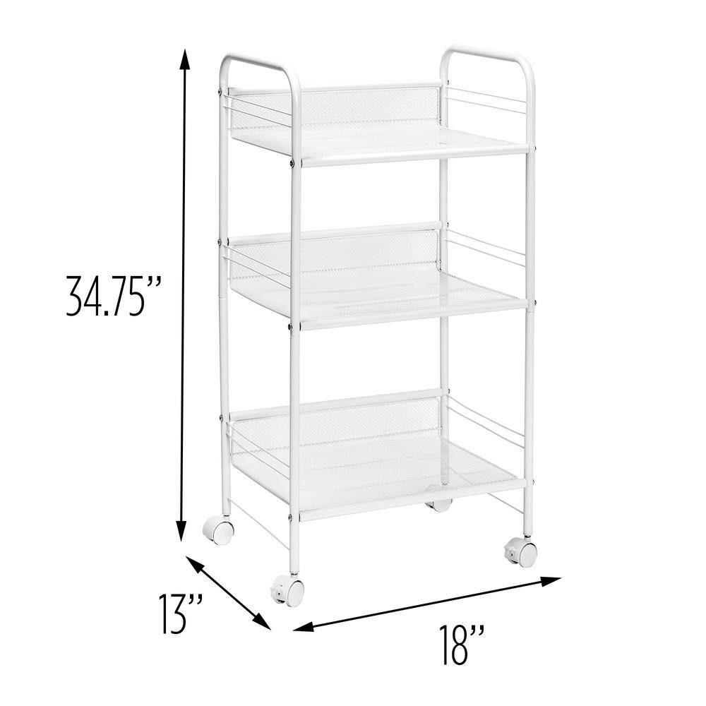 Honey-Can-Do 13 in. W x 34 in. H x 17 in. D Space Saver Rolling Cart in White CRT-08581