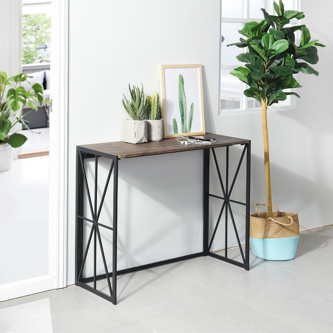 Modern Farmhouse Metal X Entry Table Console Table