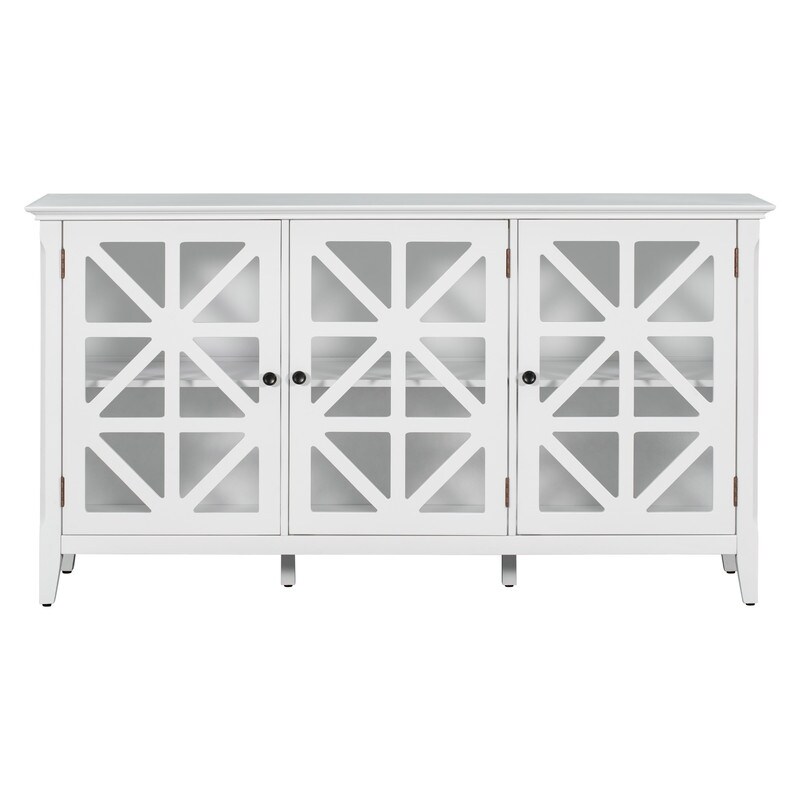 Accent Cabinet Modern Console Table for Living Room Dining Room With 3 Doors and Adjustable Shelves