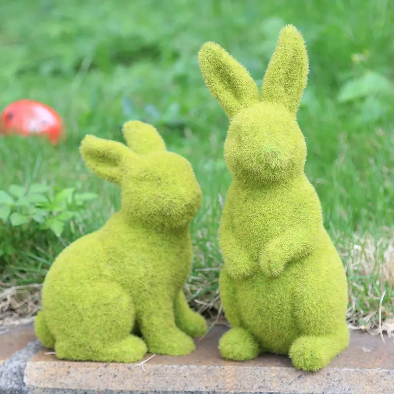 Garden Decoration Miniature Resin Artificial Rabbit Moss Outdoor Animals Garden Supplies Ornaments