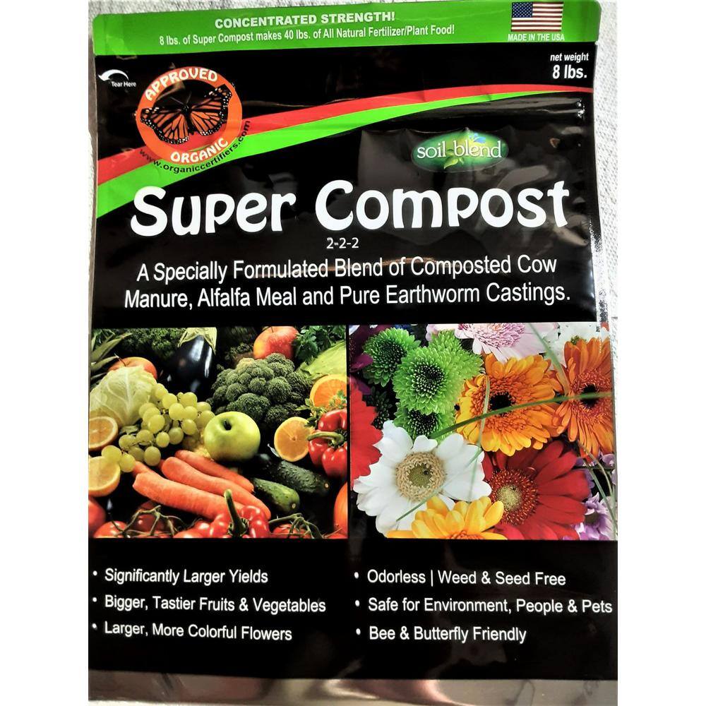 Soil Blend Super Compost 8 lbs. Concentrated 8 lbs. Bag makes 40 lbs. Organic Planting Mix Plant Food and Soil Amendment SBSC8