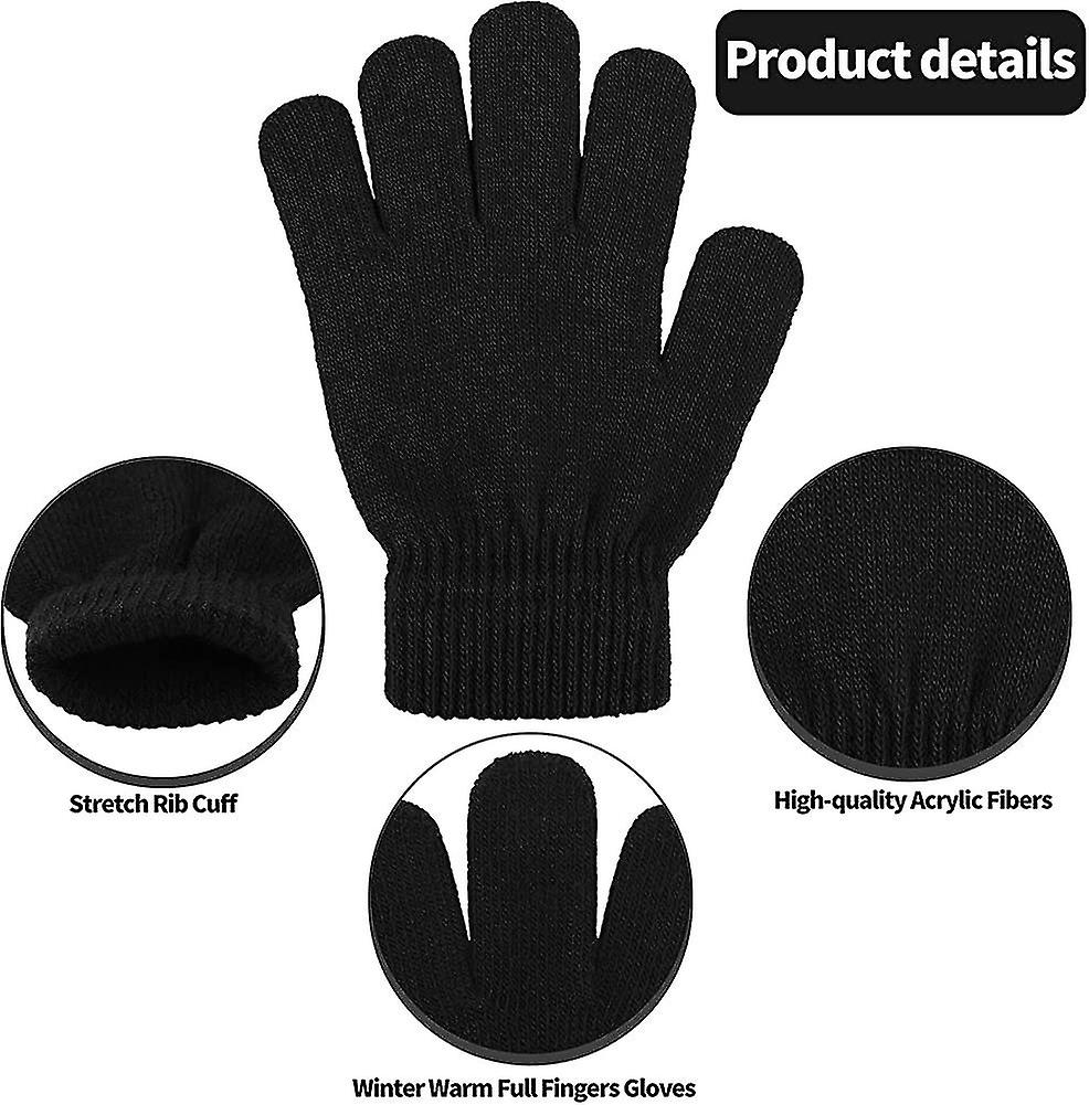 12 Pairs Kid's Winter Magic Gloves Children Stretchy Warm Knit Gloves For Boys Or Girls