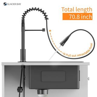 Glacier Bay Gunmetal Black Stainless Steel 33 in. 18 Gauge Single Bowl Dual Mount Kitchen Sink with Black Spring Neck Faucet ACS3322A1T-F