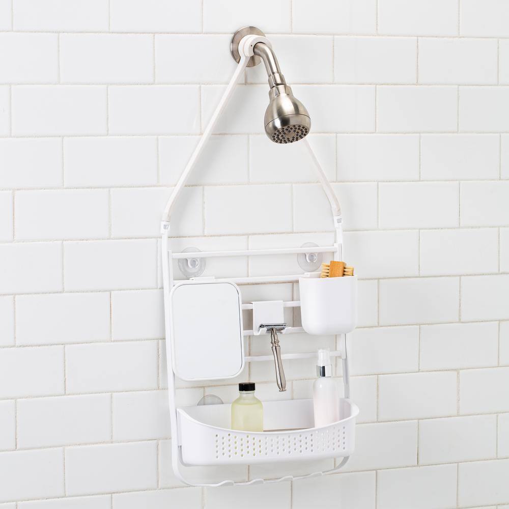 Bath Bliss Deluxe Flex Adjustable Shower Caddy in White 10090-WHT